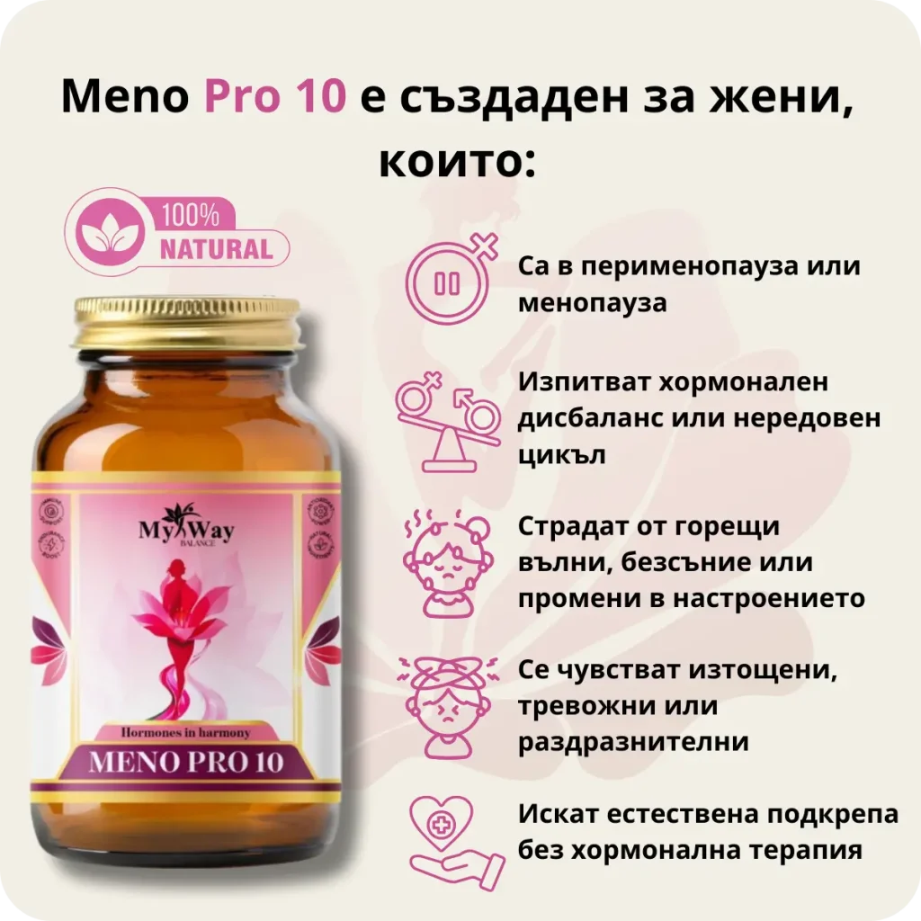 Meno Pro 10 – естествена подкрепа за жени в менопауза или с хормонален дисбаланс